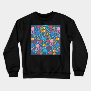 Sea pattern with cute animals / Sea creatures seamless Crewneck Sweatshirt